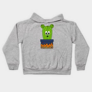 Cute Cactus Design #139: Happy Cactus In A Patterned Pot Kids Hoodie